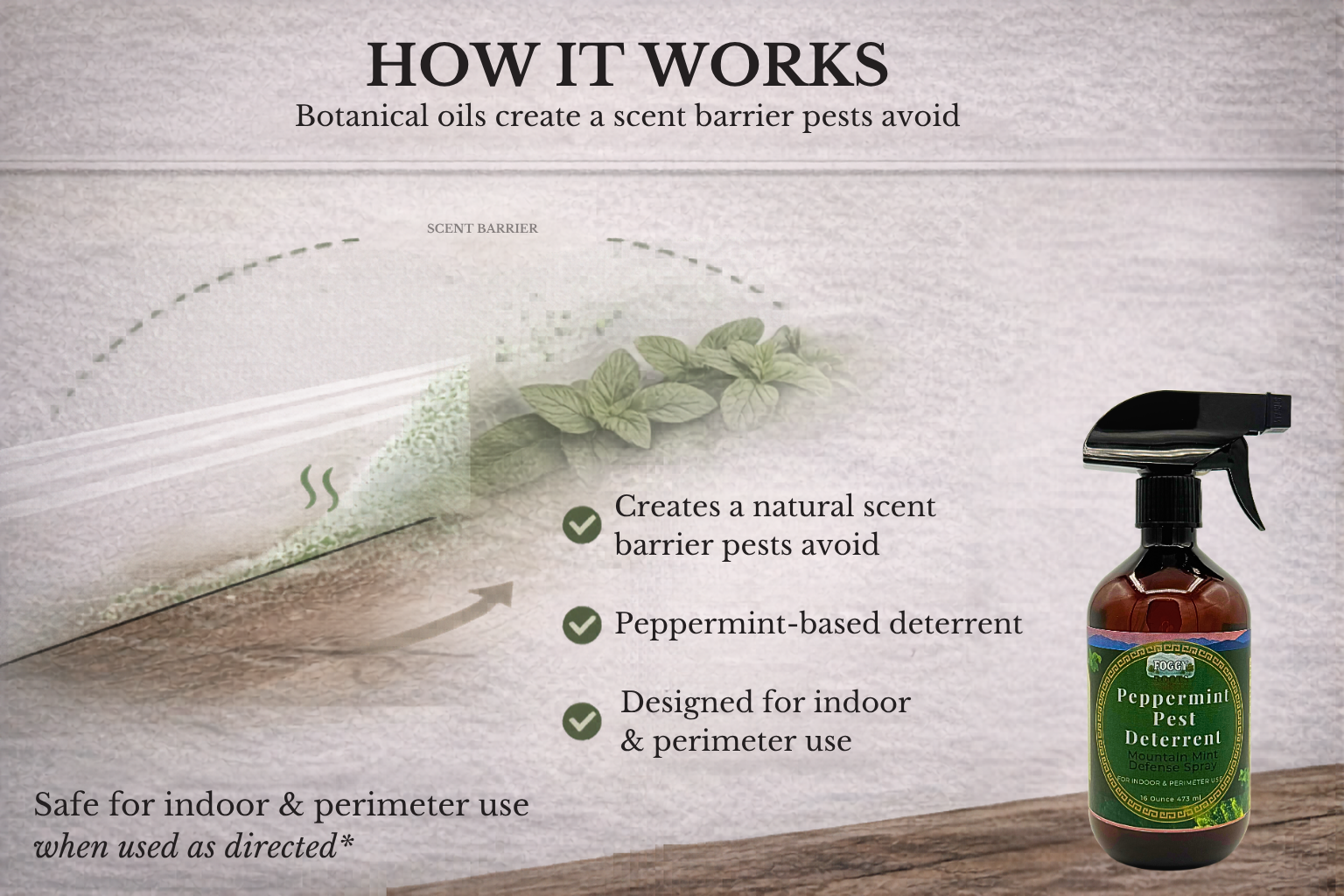 Peppermint Insect and Rodent Spray, Mountain Mint Spray Essential Oil Insect Barrier 16 fl oz