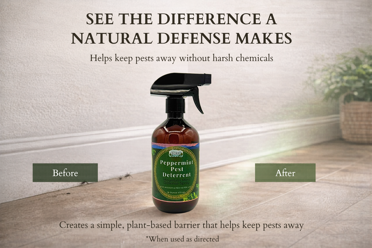 Peppermint Insect and Rodent Spray, Mountain Mint Spray Essential Oil Insect Barrier 16 fl oz