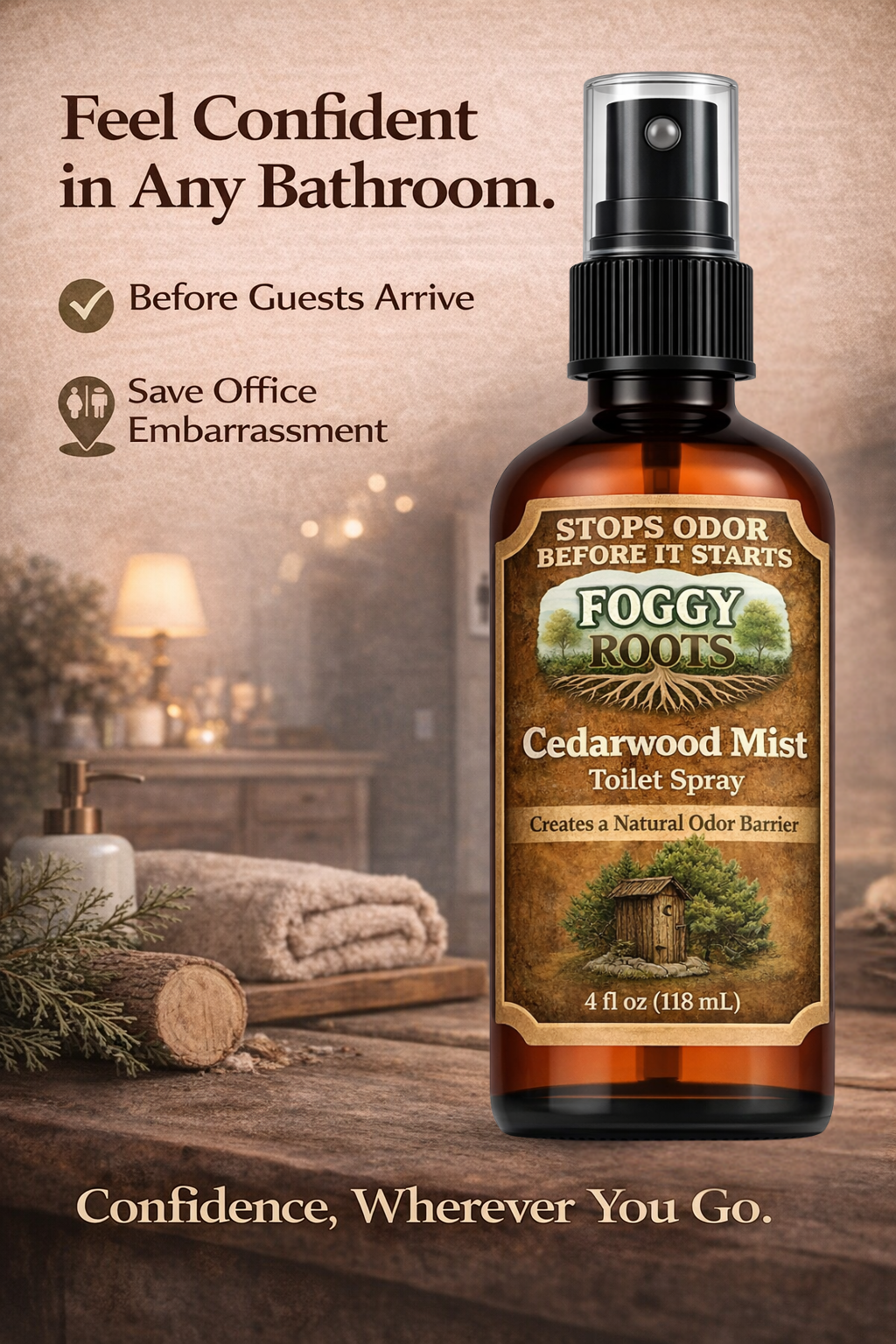 Cedarwood Botanical  Before-You-Go Toilet Spray (4 fl oz) Stops Odor Before It Starts