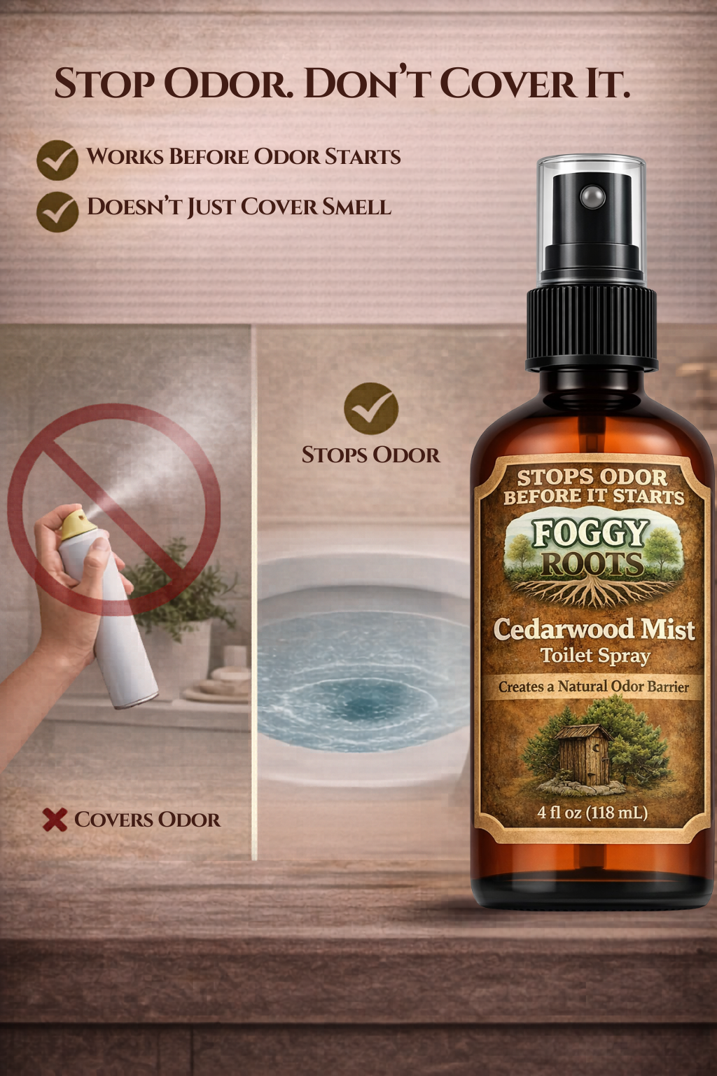 Cedarwood Botanical  Before-You-Go Toilet Spray (4 fl oz) Stops Odor Before It Starts