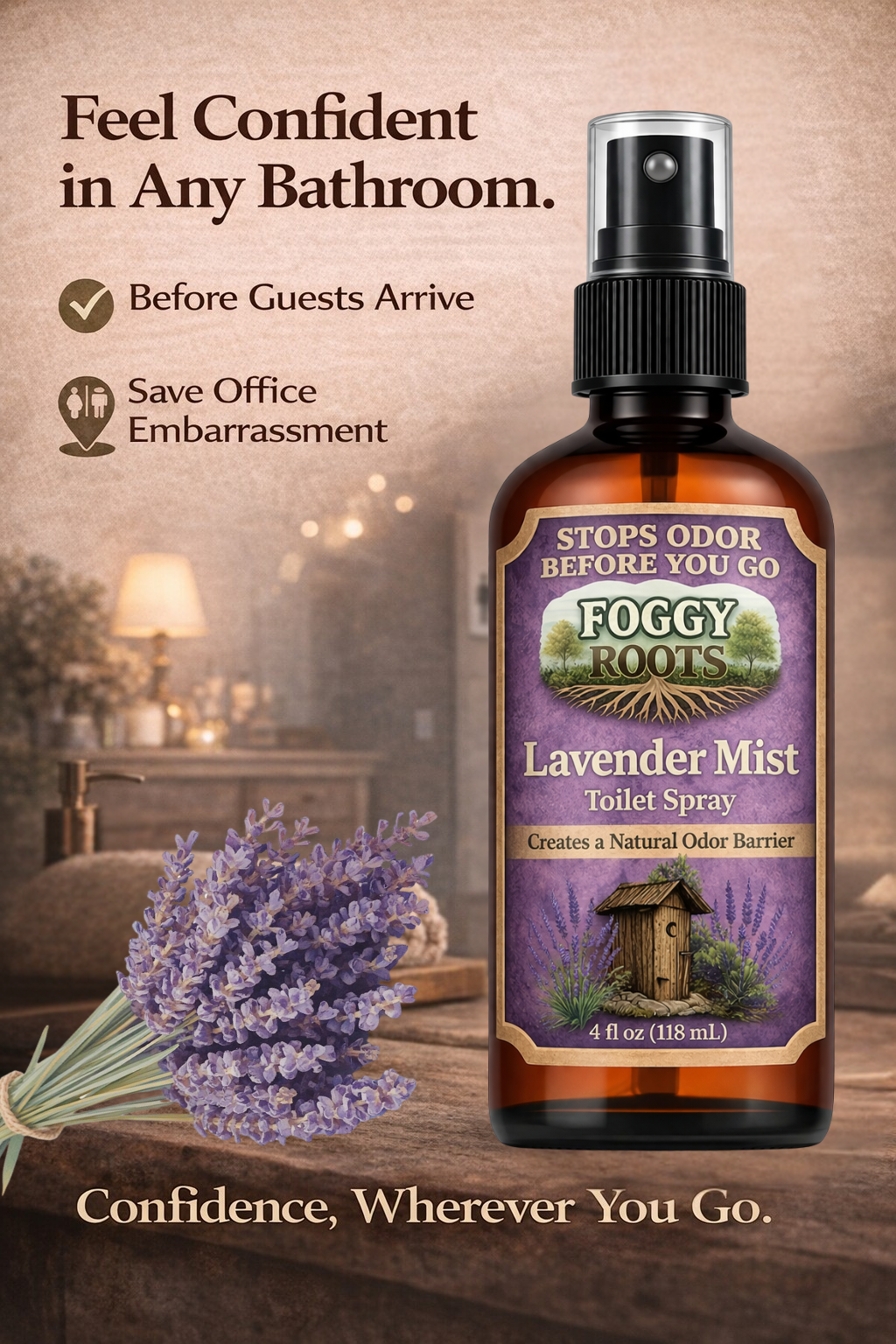 Lavender Botanical  Before-You-Go Toilet Spray (4 fl oz) Stops Odor Before It Starts