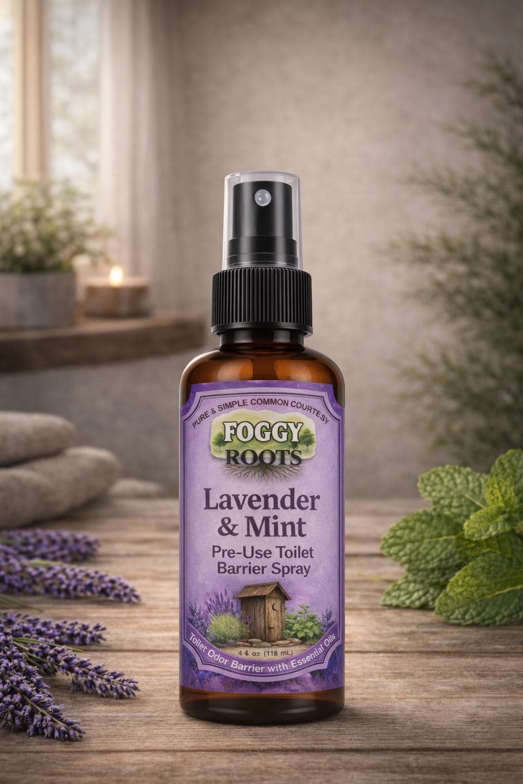 Lavender & Peppermint  Before-You-Go Toilet Spray (4 fl oz) Stops Odor Before It Starts