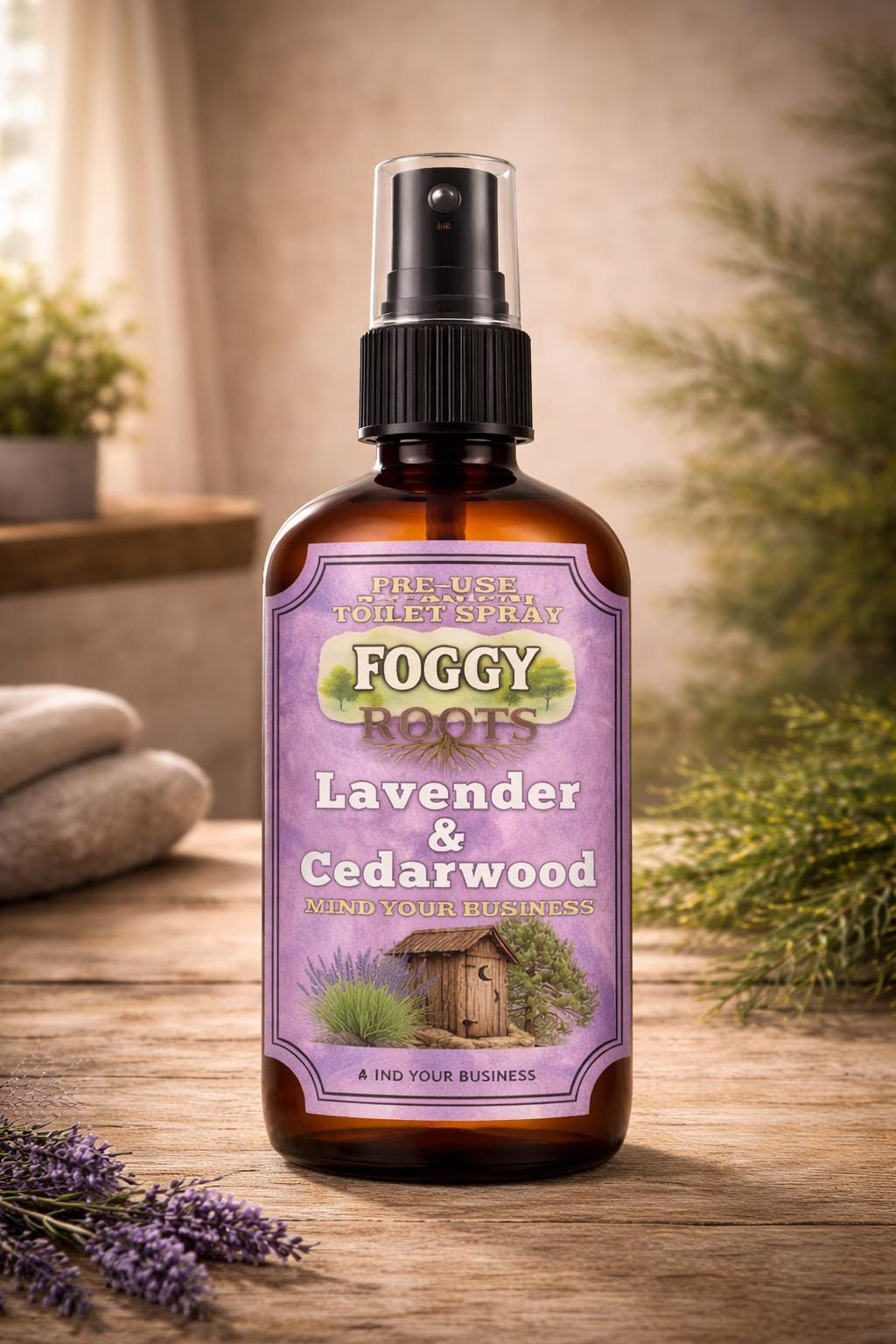Lavender & Cedarwood  Before-You-Go Toilet Spray (4 fl oz) Stops Odor Before It Starts