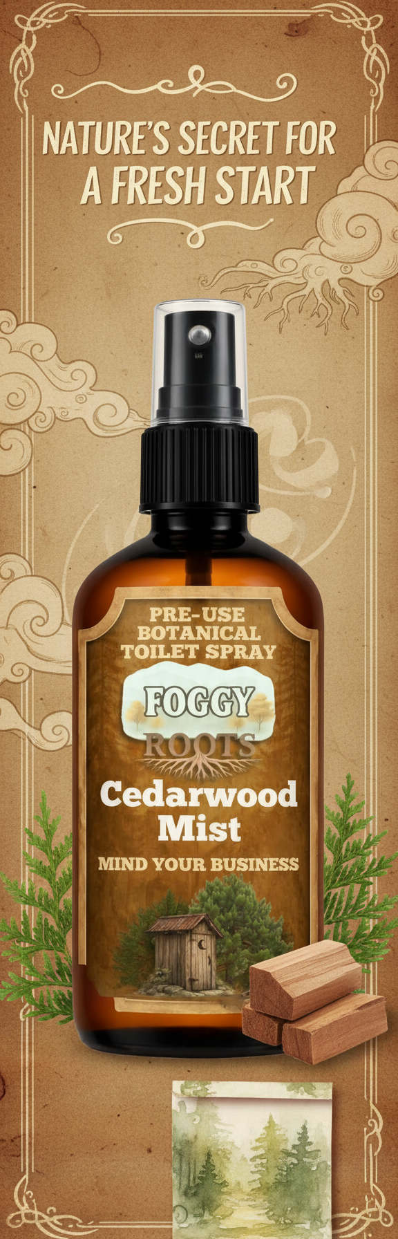 Cedarwood Botanical  Before-You-Go Toilet Spray (4 fl oz) Stops Odor Before It Starts